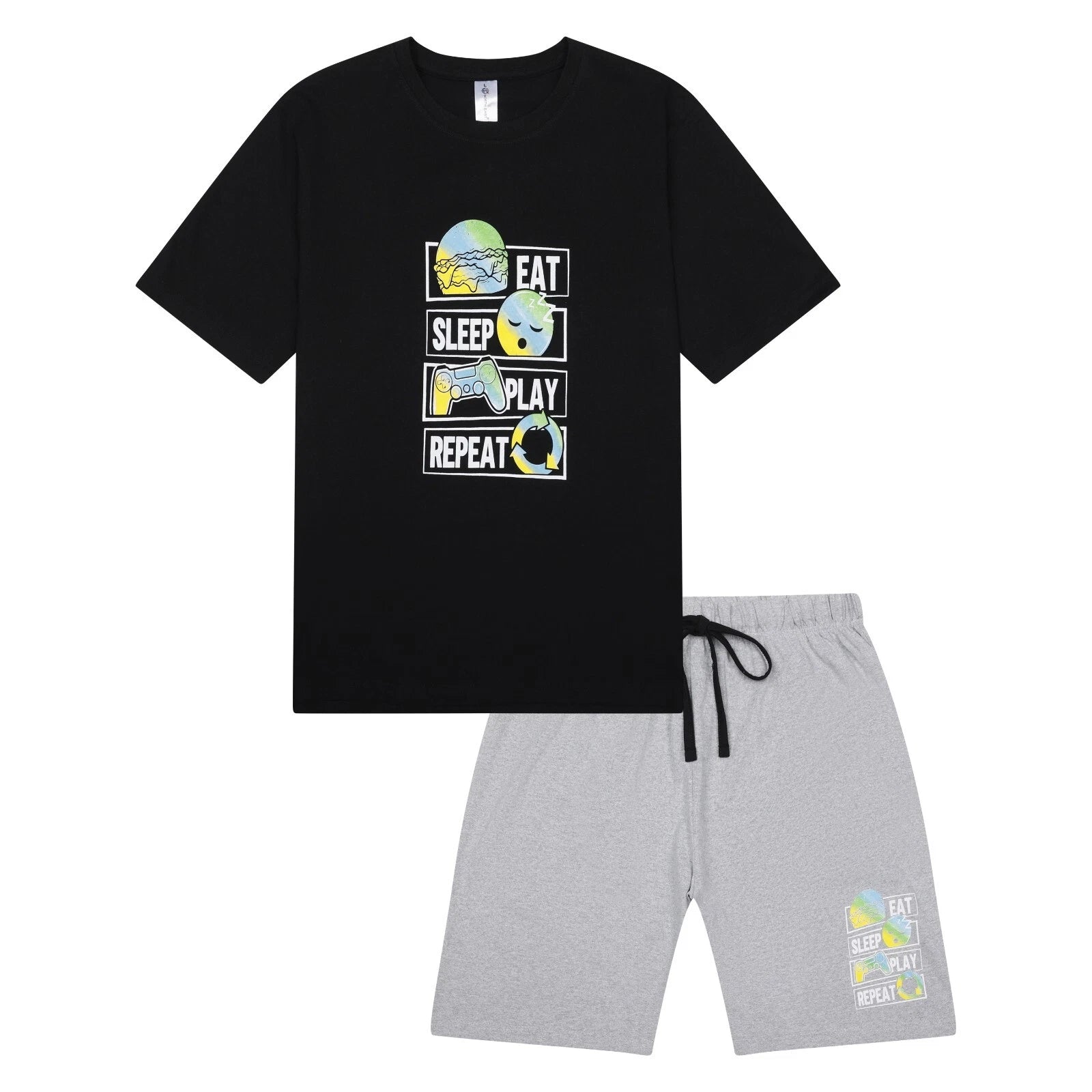 Mens Short Pyjamas Gamer PJ Sets Gaming Night Sleep Lounge Wear L XL XXL New