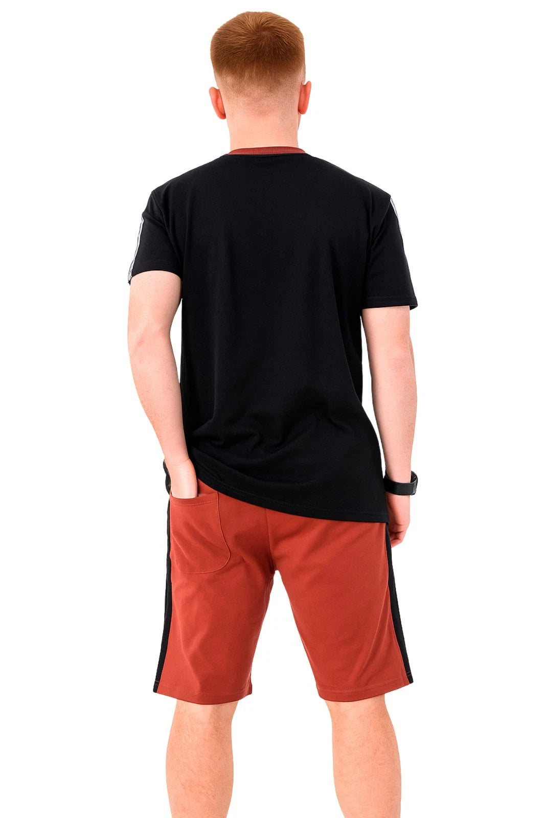 Mens Contrast Panel T-Shirt Shorts Set Summer Tracksuit 2 Pcs loungewear S-3XL