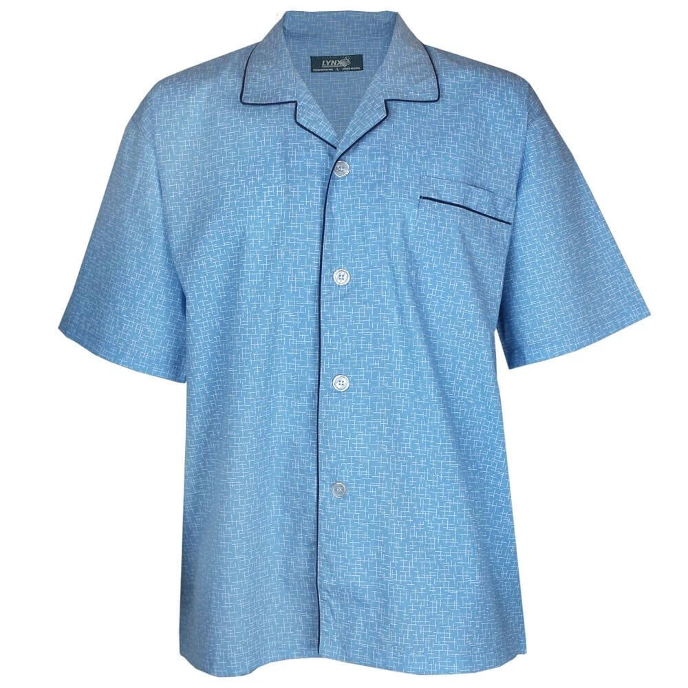 Mens Lynx Sizes S-7XL Bonnie Blue Cotton Short Sleeve Pyjama Set Pjs