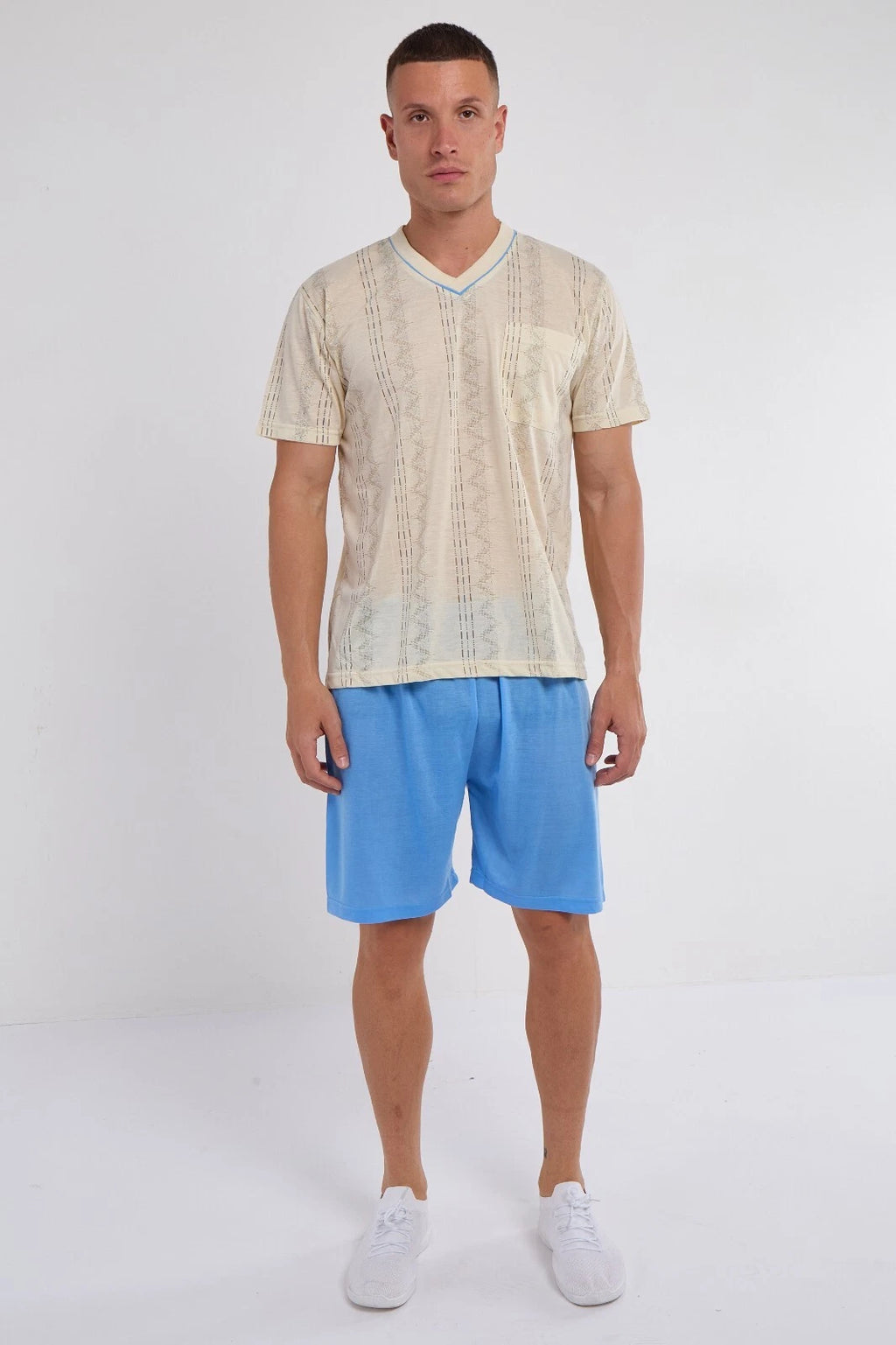 Mens SUMMER Cool Pyjamas Shorts Set Short Sleeve Nightwear Pjs Loungewear Cotton
