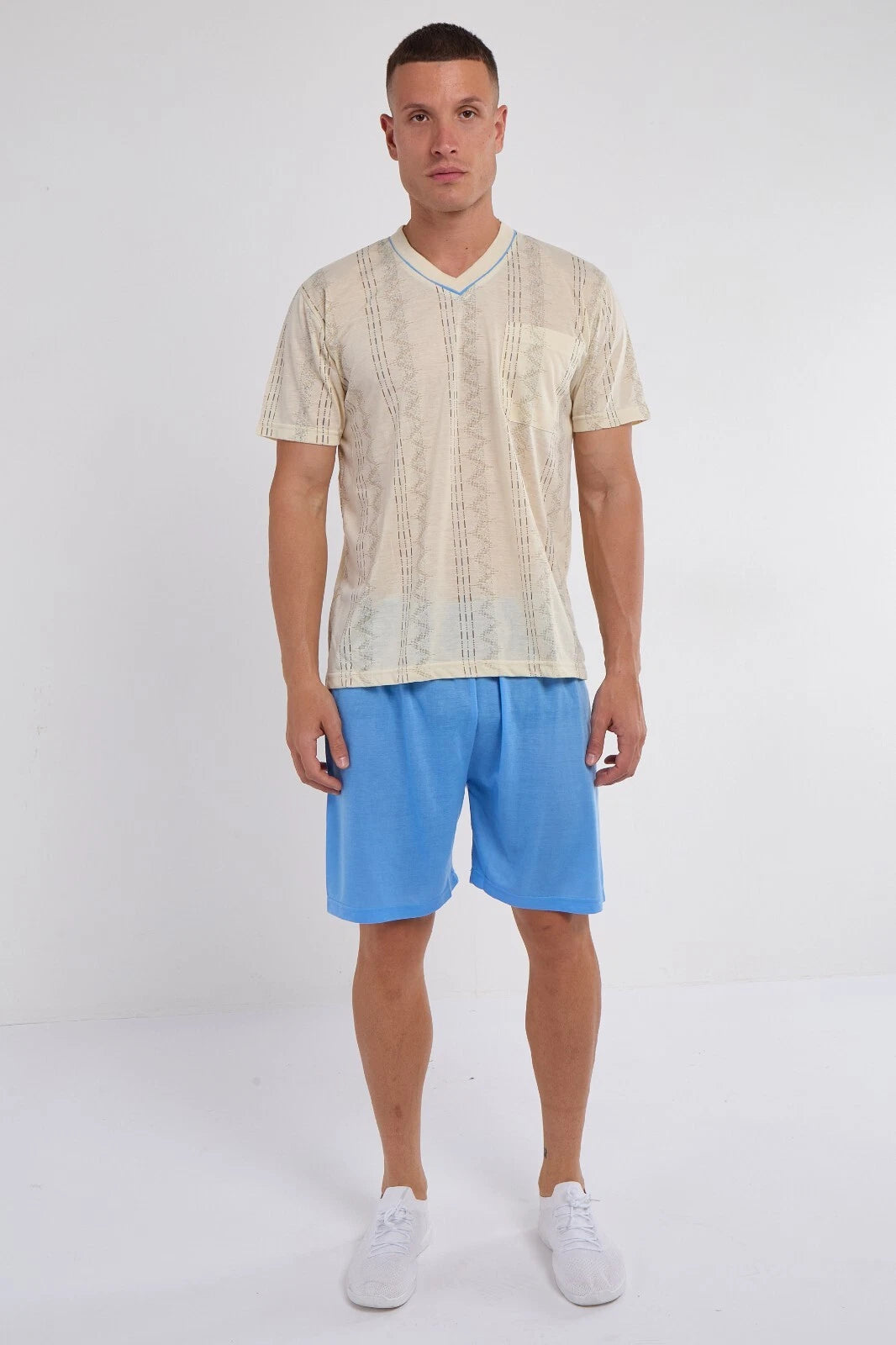 Mens SUMMER Cool Pyjamas Shorts Set Short Sleeve Nightwear Pjs Loungewear Cotton