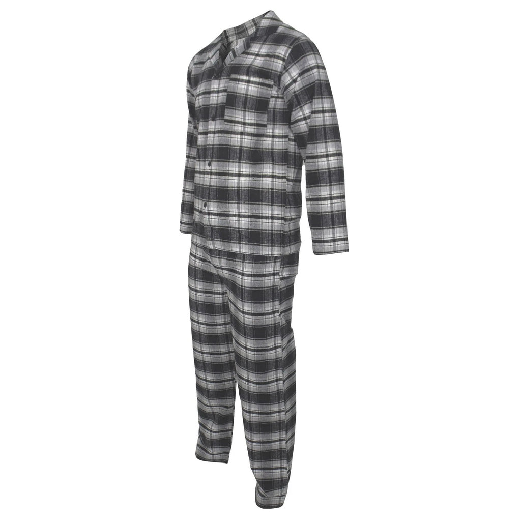 Mens Pyjamas Flannel Brushed Cotton Check Stripe Pyjama Set PJS Sizes S  2XL 3XL