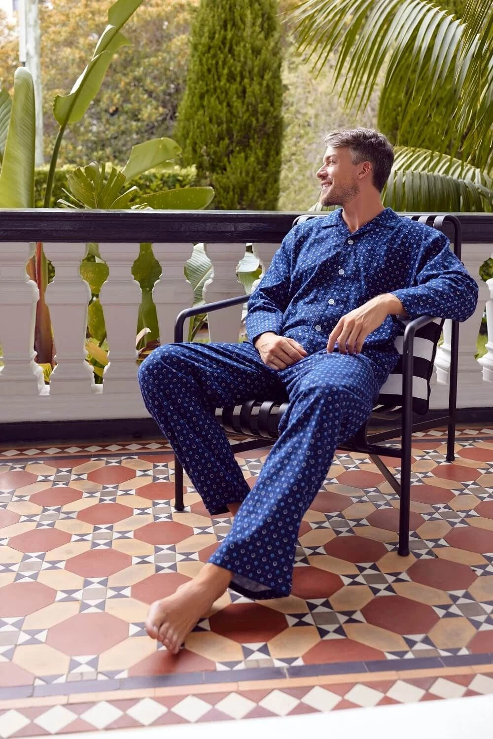 Mens Contare Sizes S-7XL Navy Blue Cotton Flannel Long Sleeve Pyjama Set Pjs