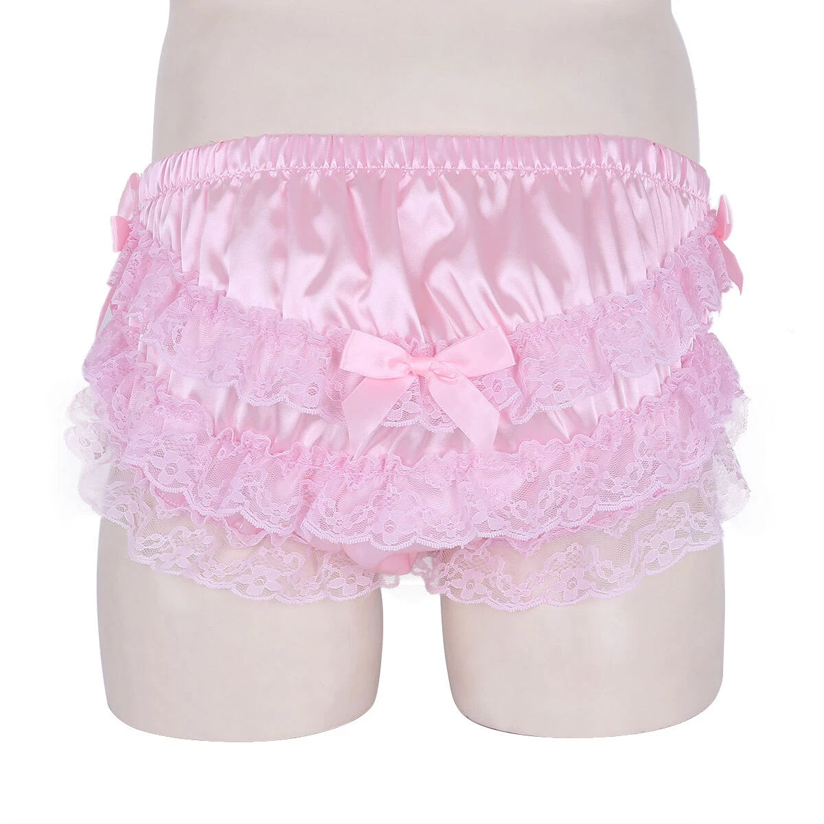 Men Ruffled Lingerie Set Cami Straps Bandeau Bra Thong 2Pcs Crossdresser Pajamas