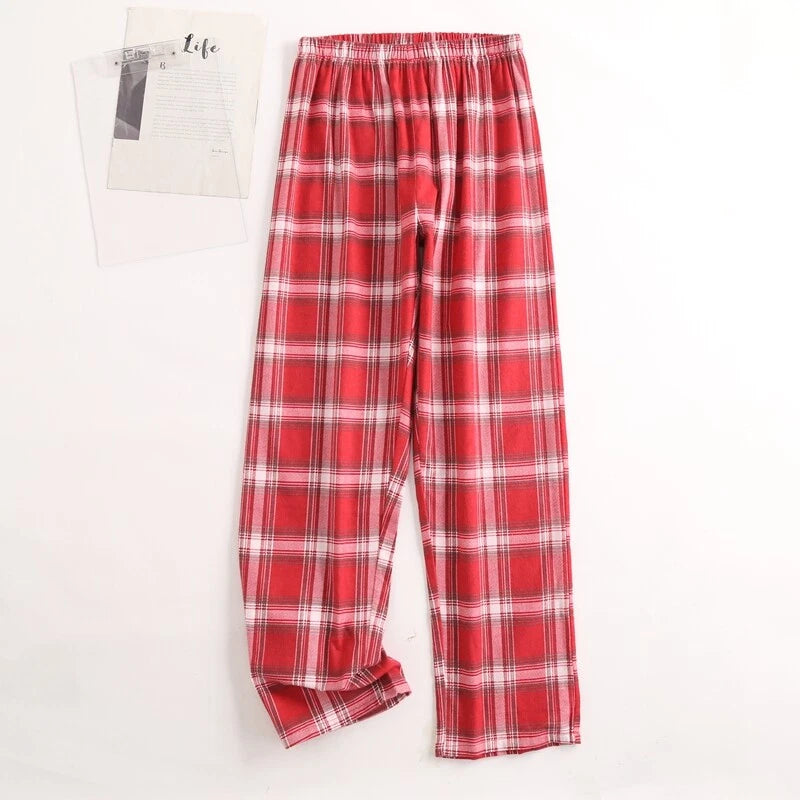 Men's Pajamas Set 100% Cotton Sleepwear Long Sleeve Button Top Pants Nightwear