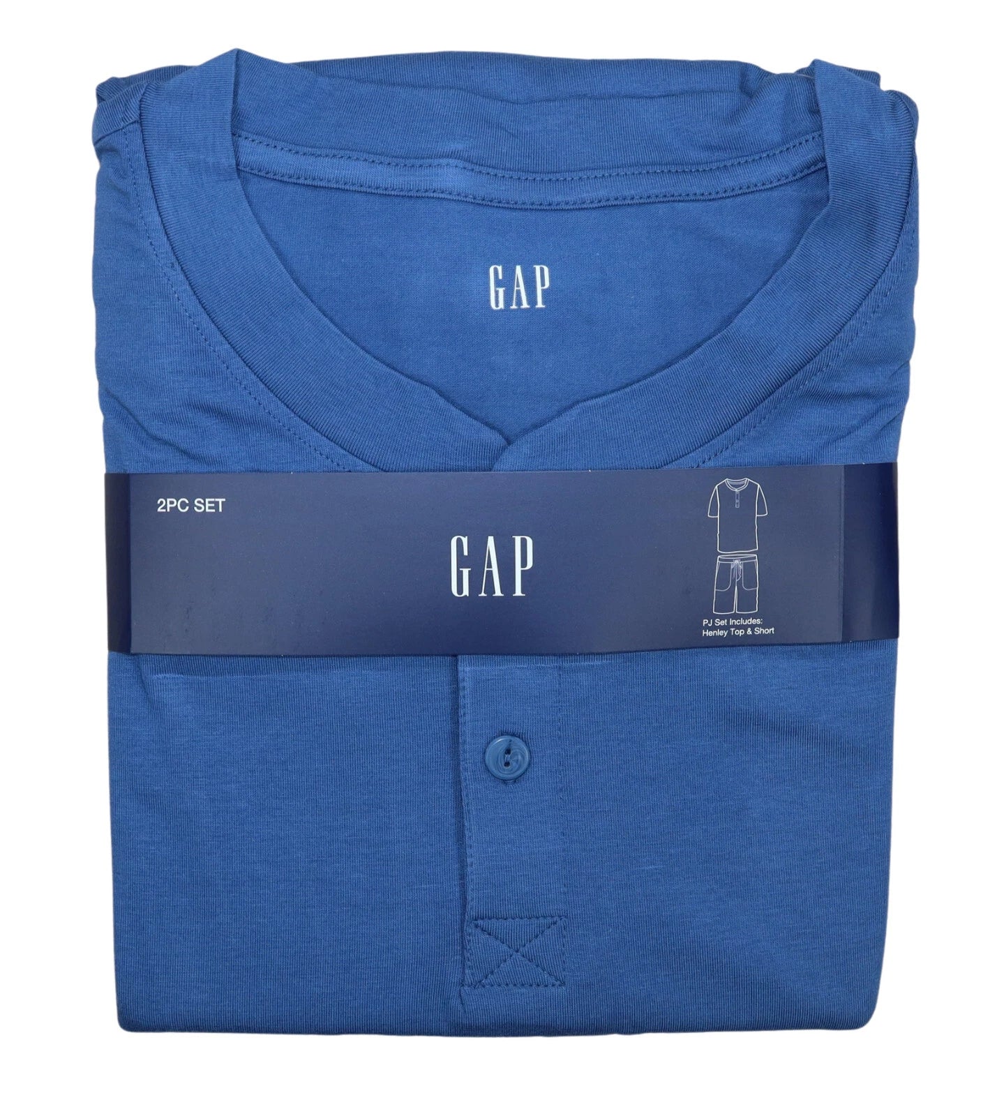 Gap Short Sleeve Henley Top & Shorts Solid Color Men's 2-Piece Pajama Set NWT