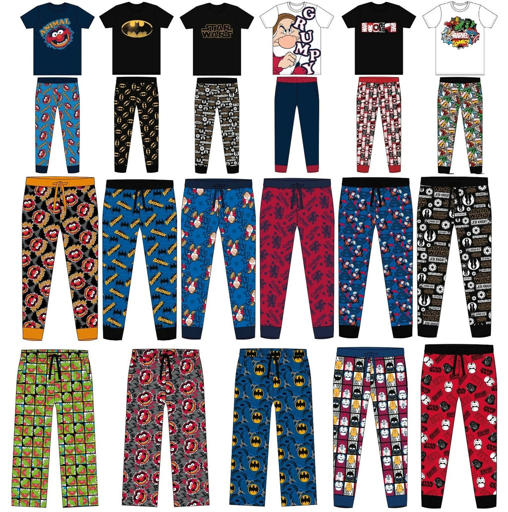 Mens Character Pyjamas Lounge Pants Batman Star Wars Animal Pjs Size S M L XL