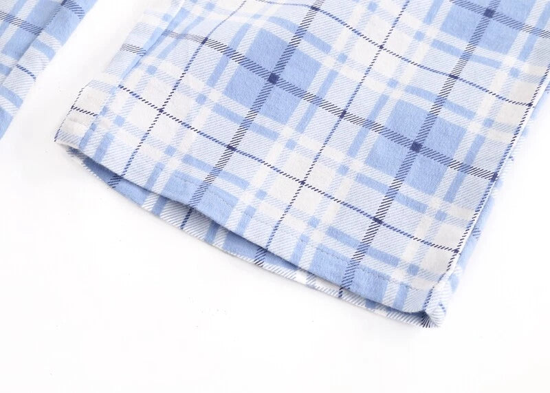 Men's Pajamas Set 100% Cotton Sleepwear Long Sleeve Button Top Pants Nightwear