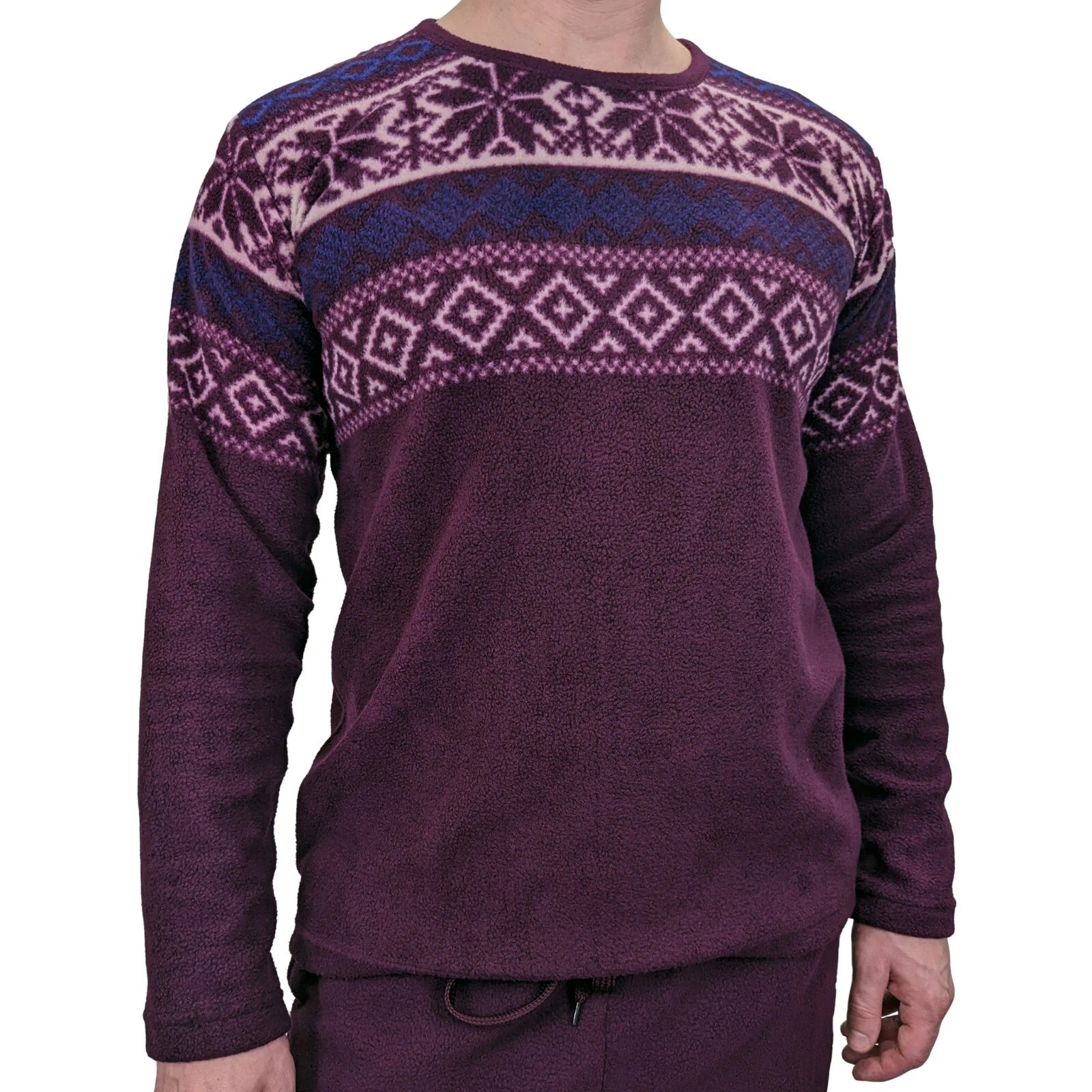 Men's Pyjama Set Fairisle Comfort Fleece Design PJS Soft Warm 2 PC S-4XL L/S PJ