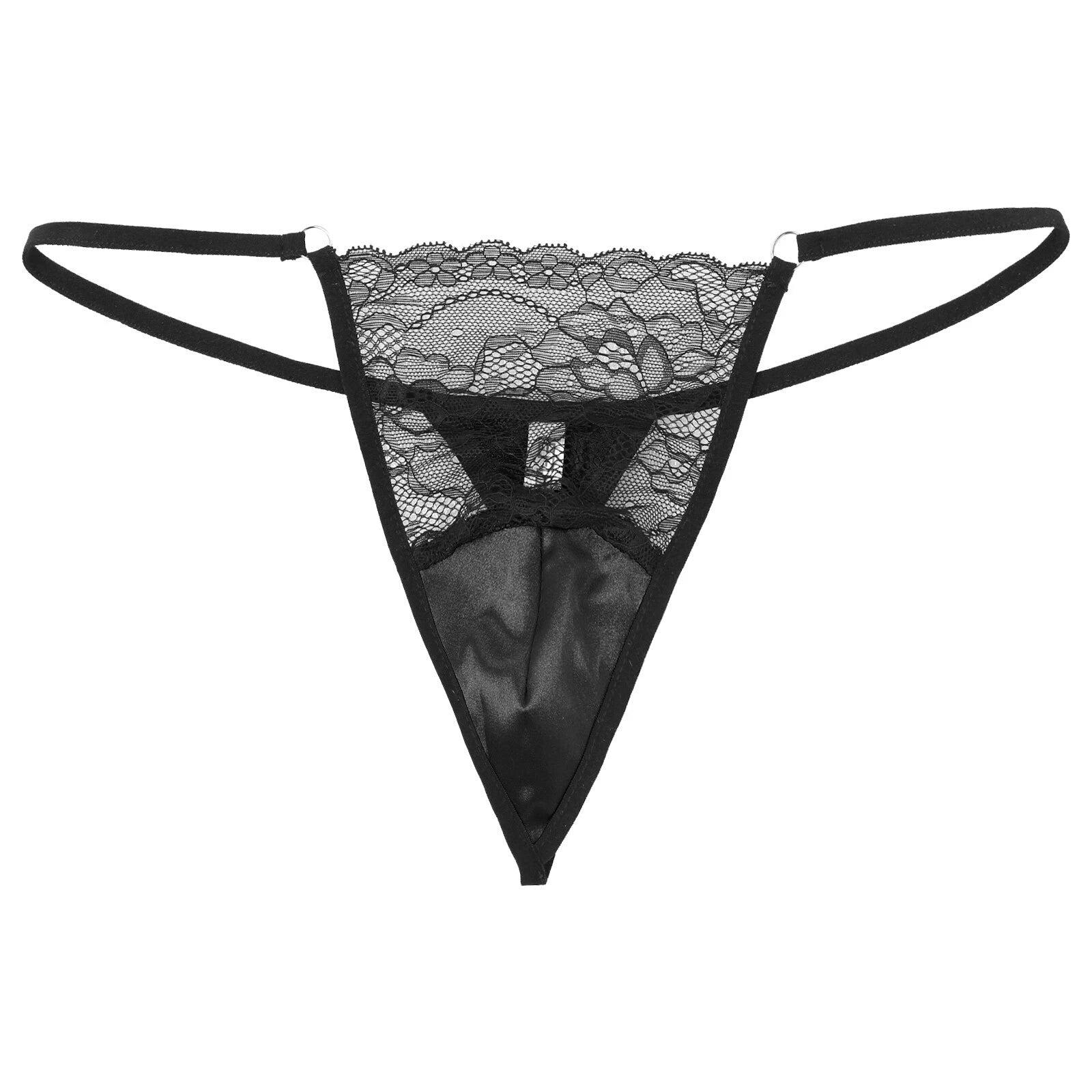 Men Ruffled Lingerie Set Cami Straps Bandeau Bra Thong 2Pcs Crossdresser Pajamas