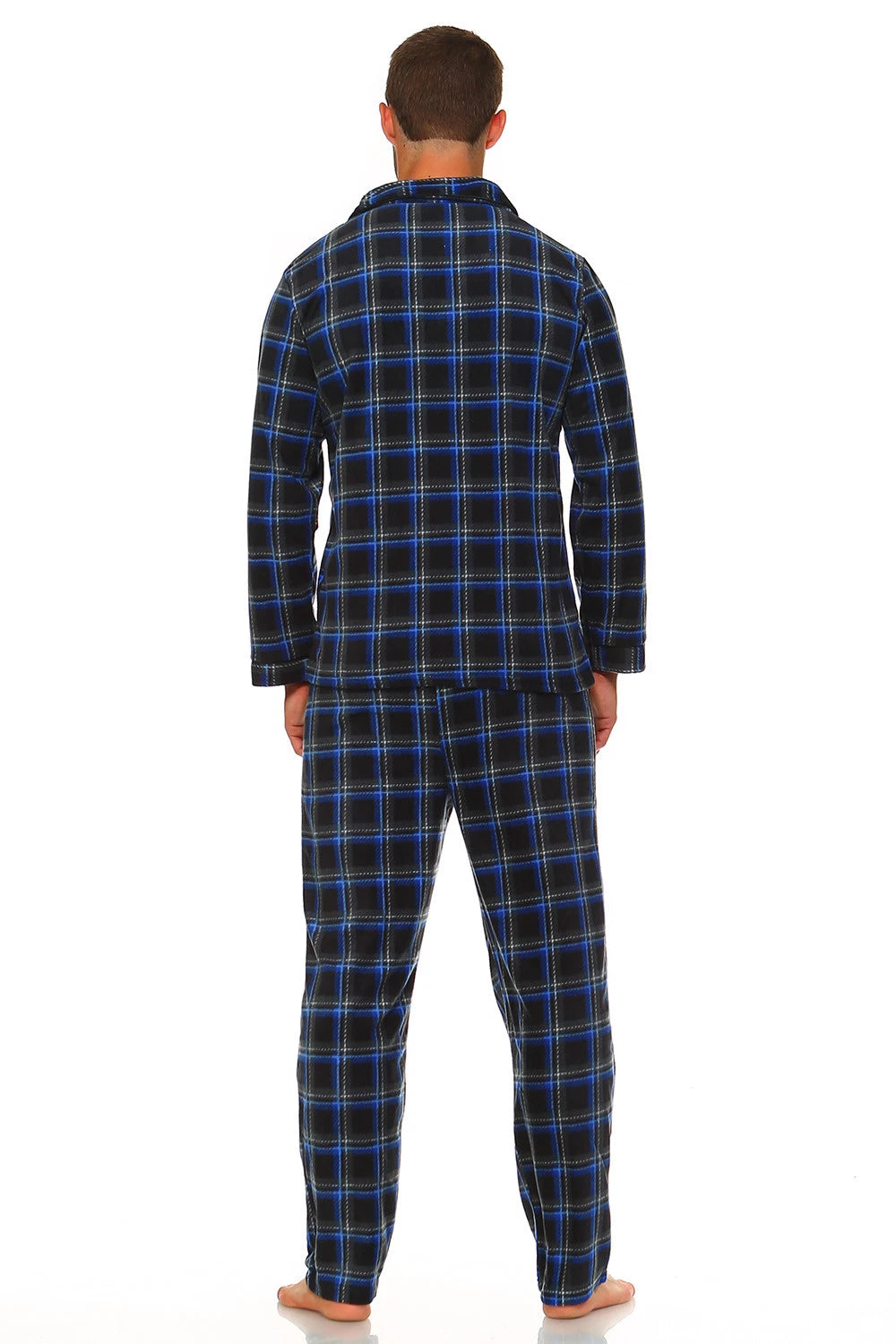 Men Fleece Pajama Set, Classic Premium Plaid Flannel Lounge Pajama Pant Set