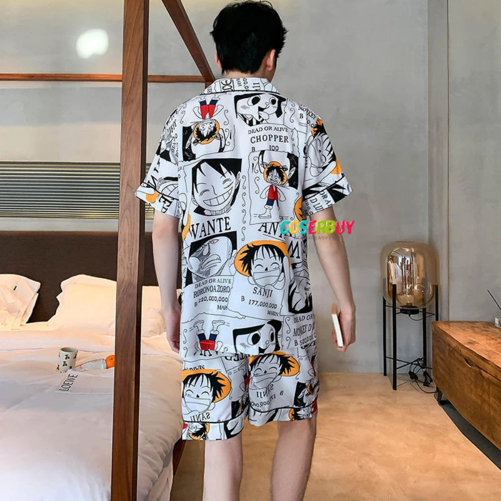 Anime One Piece Cosplay Monkey D. Luffy Pajamas Men Summer Home Clothing Shorts