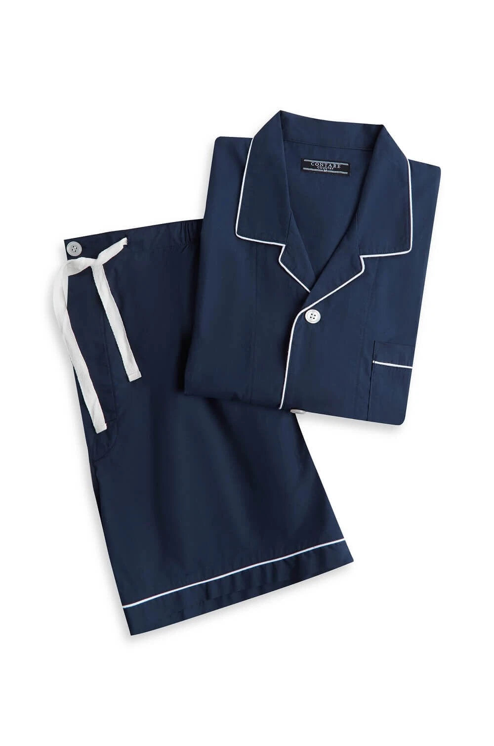 Mens Contare Sizes S-2XL Navy Blue Cotton Short Sleeve Pyjama Set Pjs - FNV