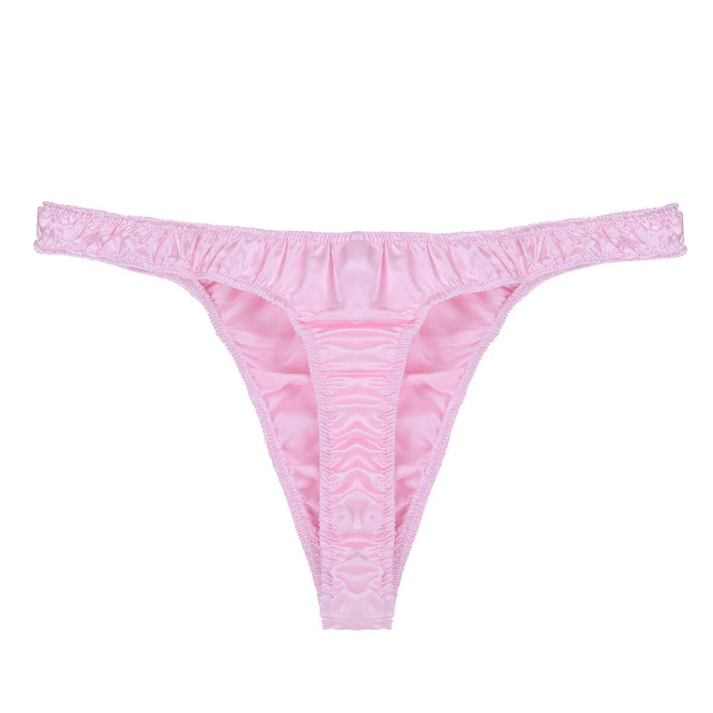 Men Ruffled Lingerie Set Cami Straps Bandeau Bra Thong 2Pcs Crossdresser Pajamas