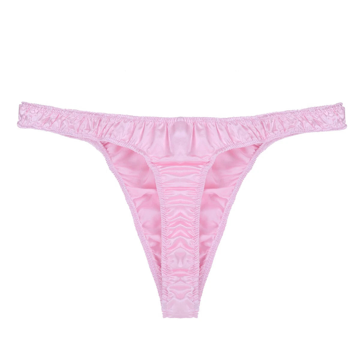 Men Ruffled Lingerie Set Cami Straps Bandeau Bra Thong 2Pcs Crossdresser Pajamas