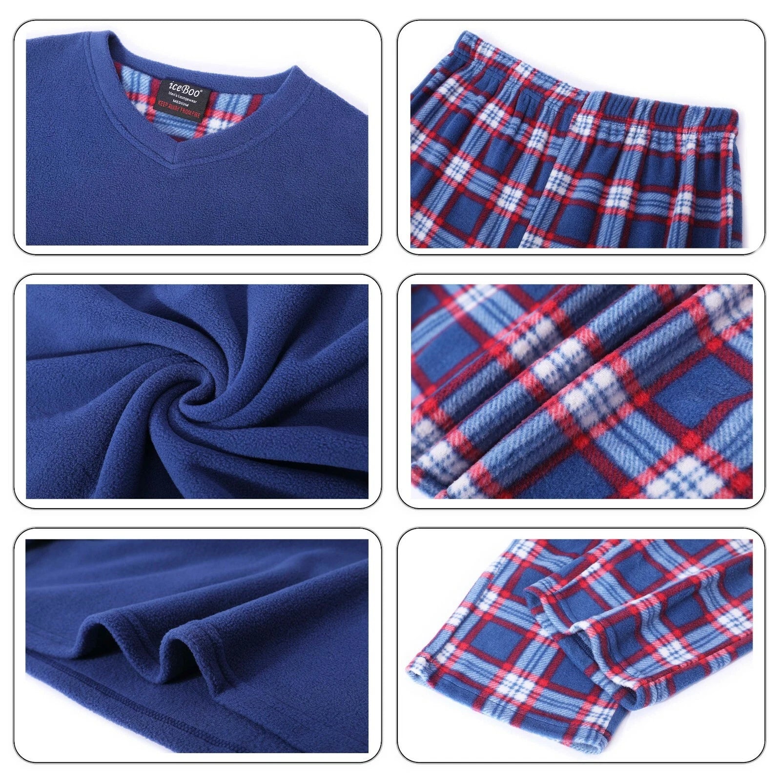 Mens pyjamas fleece set suit full length long sleeve loungewear nightwear pjs