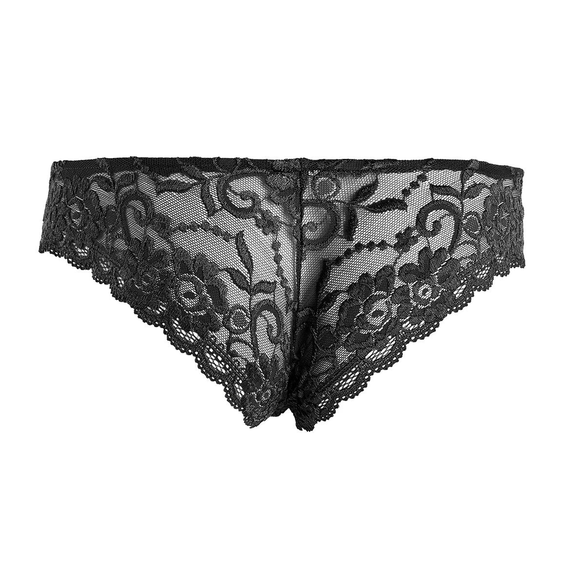Men Ruffled Lingerie Set Cami Straps Bandeau Bra Thong 2Pcs Crossdresser Pajamas