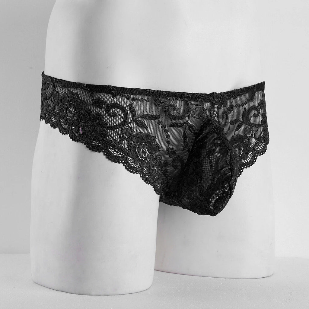 Men Ruffled Lingerie Set Cami Straps Bandeau Bra Thong 2Pcs Crossdresser Pajamas