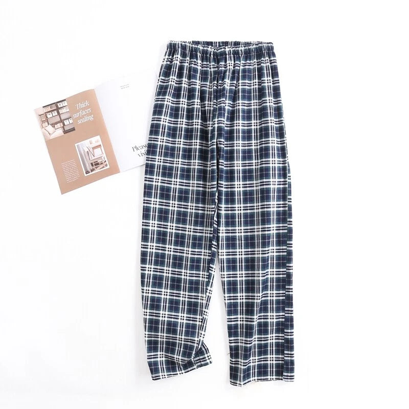 Men's Pajamas Set 100% Cotton Sleepwear Long Sleeve Button Top Pants Nightwear