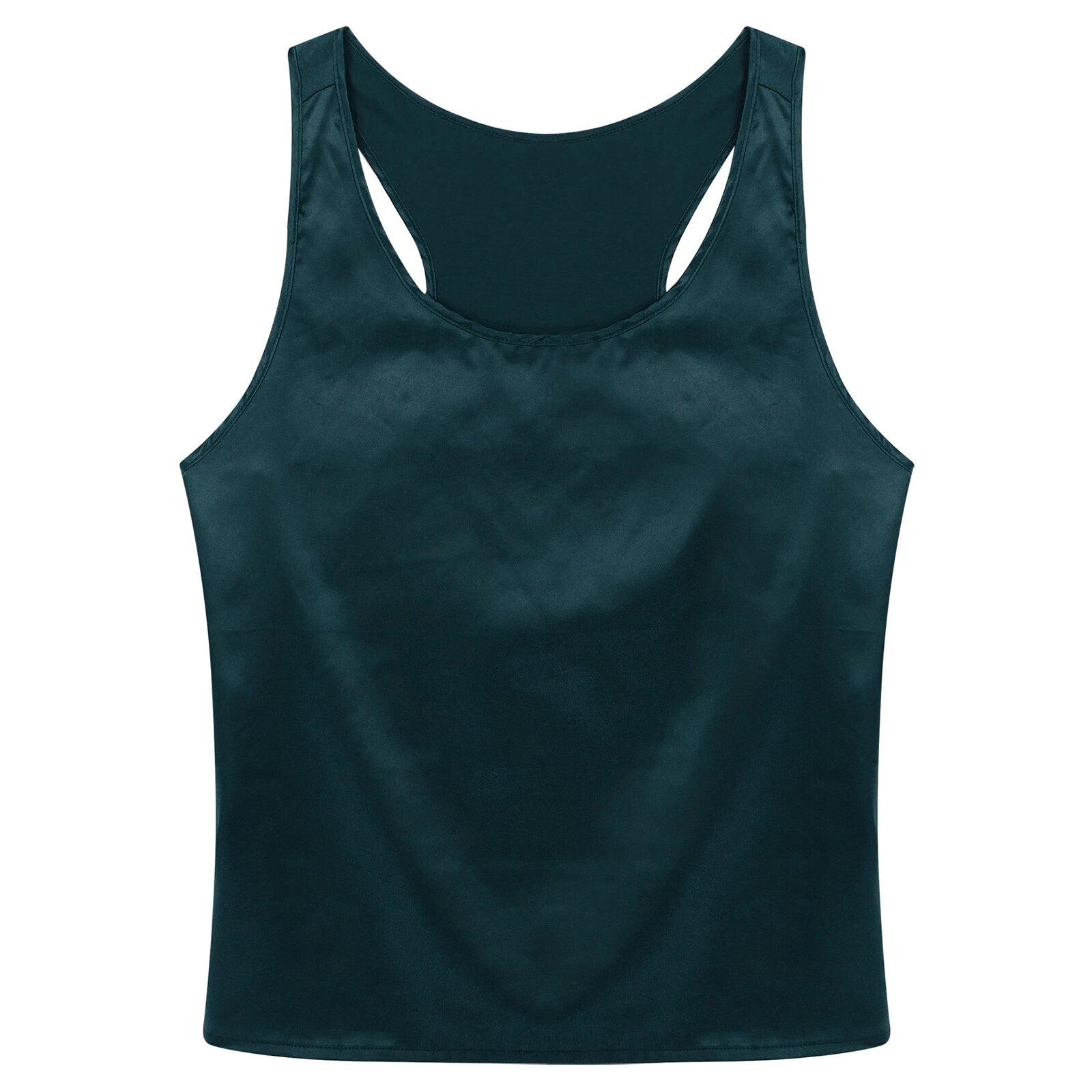 Mens Muscle Shirts Pajama Set Sexy Satin Sleepwear Tank Top Shorts Nightwear