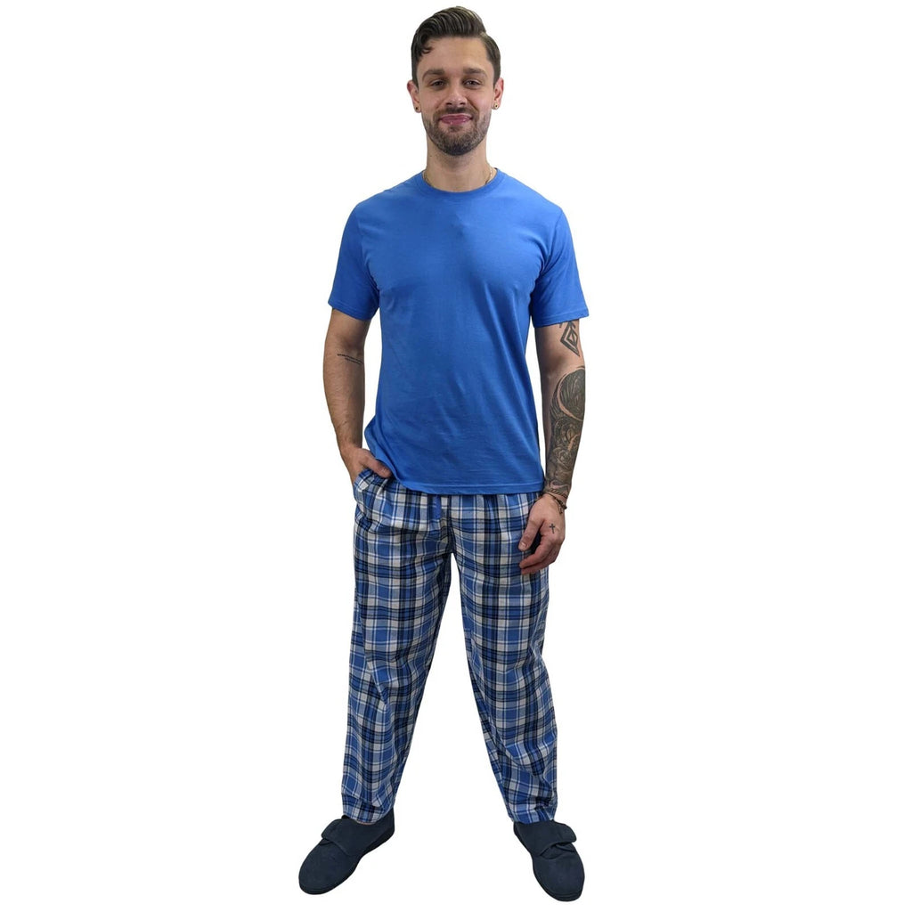 Pyjama SET Mens Cotton Top & Pant Lounge Pockets Sleep 2 Piece PJS Summer M/4XL
