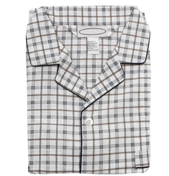 Men's Cotton Blend Button Up 2 Piece Sleepwear Pajama Set