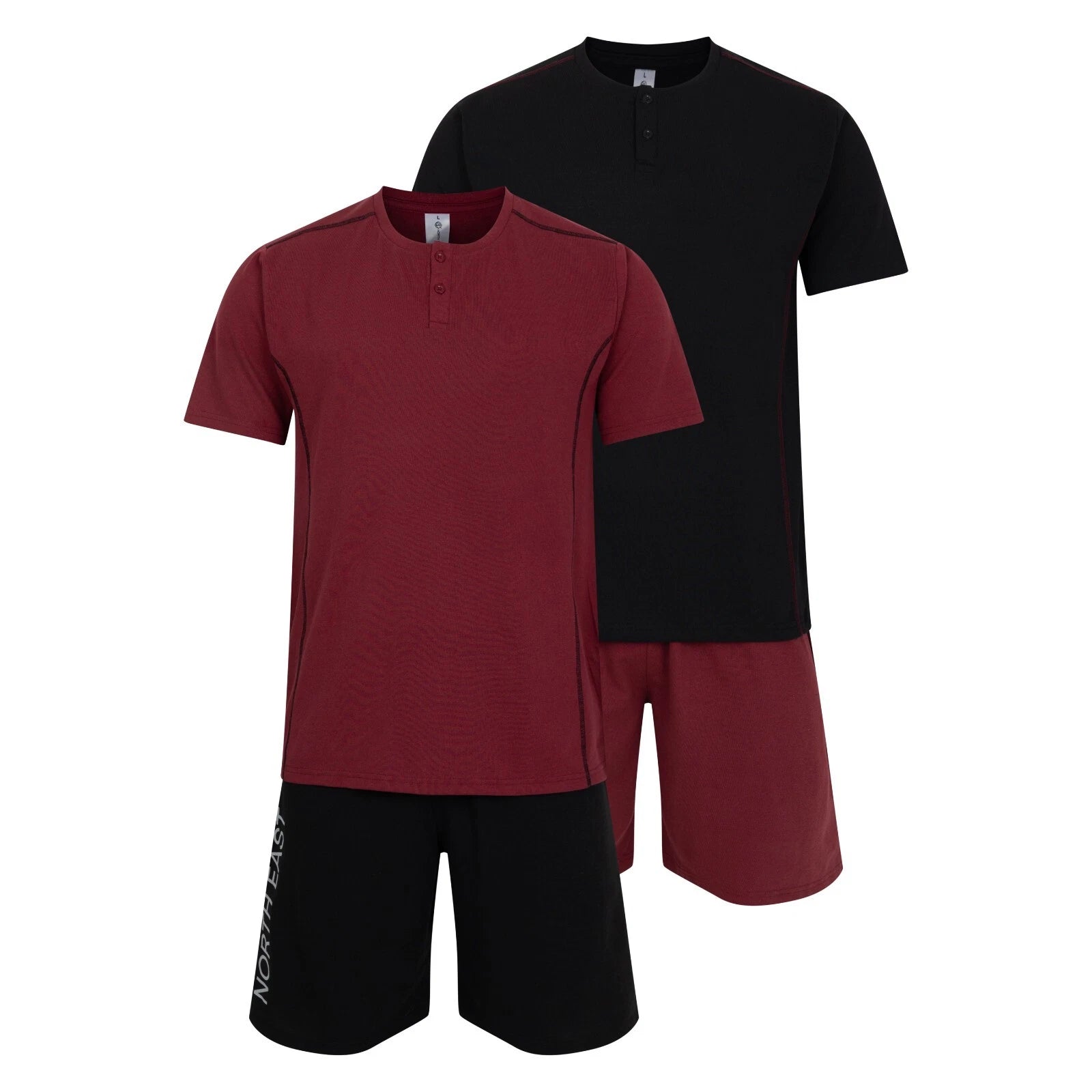 Mens 2 Pack Short Pyjamas Nightwear PJ Sets Twin Pack UK Sizes L XL XXL #N.E.