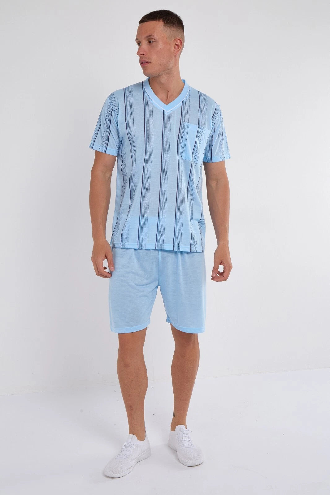 Mens SUMMER Cool Pyjamas Shorts Set Short Sleeve Nightwear Pjs Loungewear Cotton