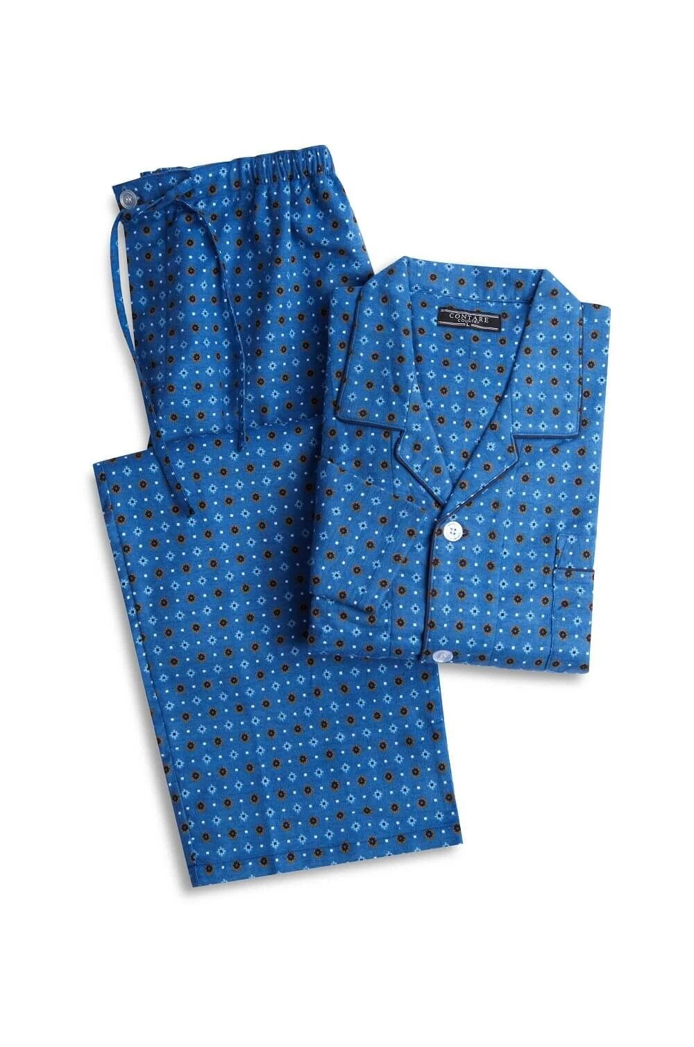 Mens Contare Sizes S-7XL Blissful Blue Cotton Flannel Long Sleeve Pyjama Set Pjs