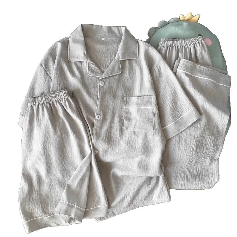 Men's Cloud Cotton Pajama Set - Short Sleeve + Long/Short Pants (L-3XL)