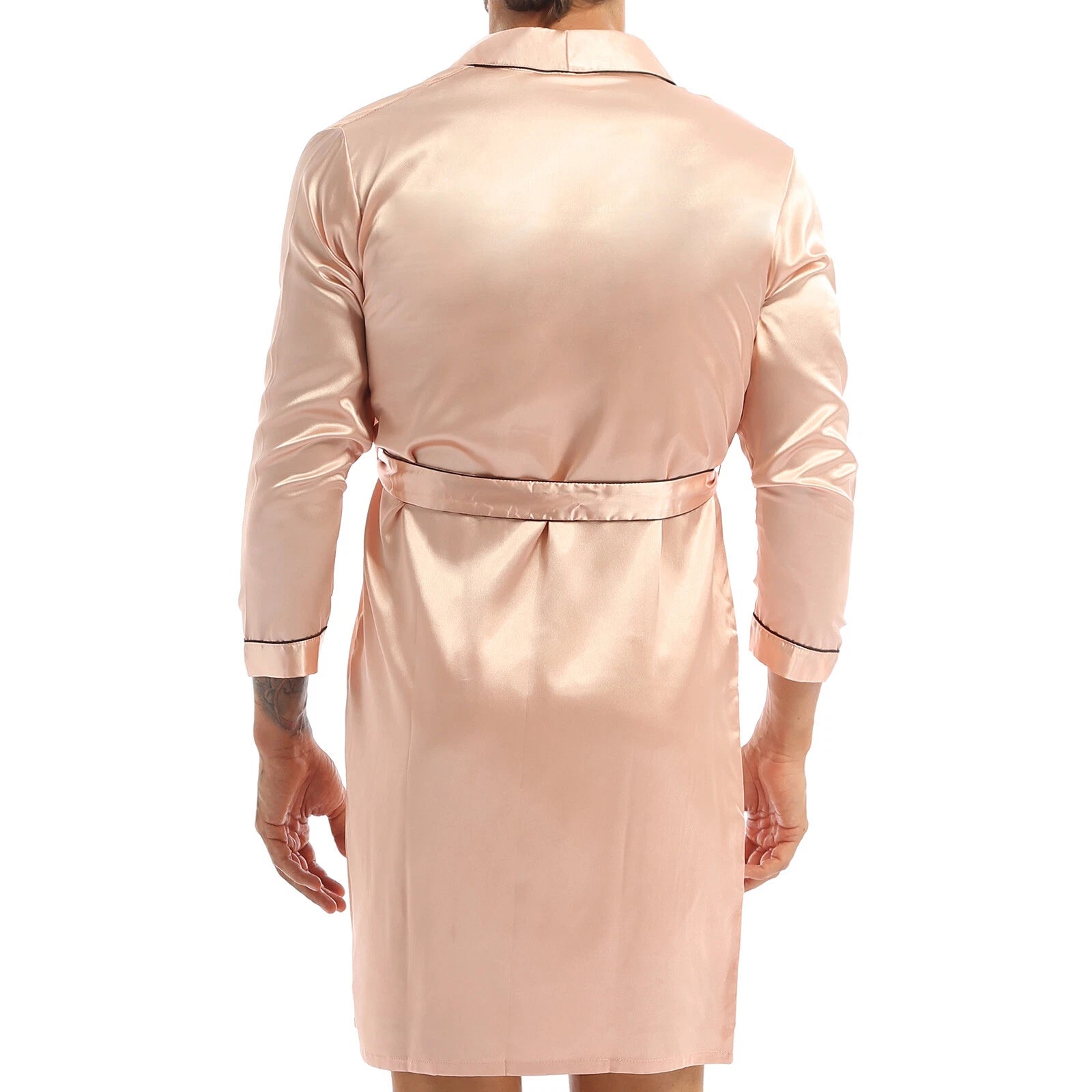 Men Silk Satin Pajamas Set Shirt Top Shorts Pants Long Robe Sleepwear Nightwear
