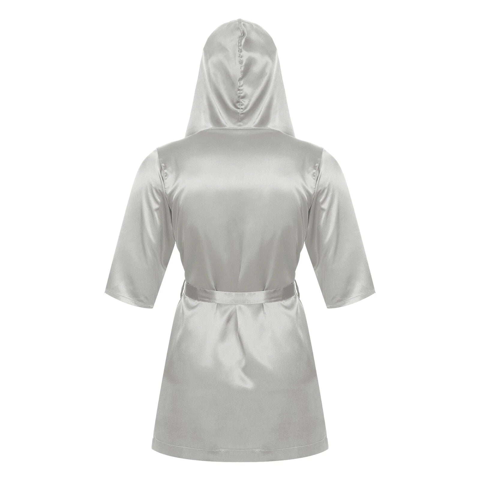 Men's Hooded Robe Set Silk Satin Night Gown Bathrobe Pajama Hot Pants Underwear