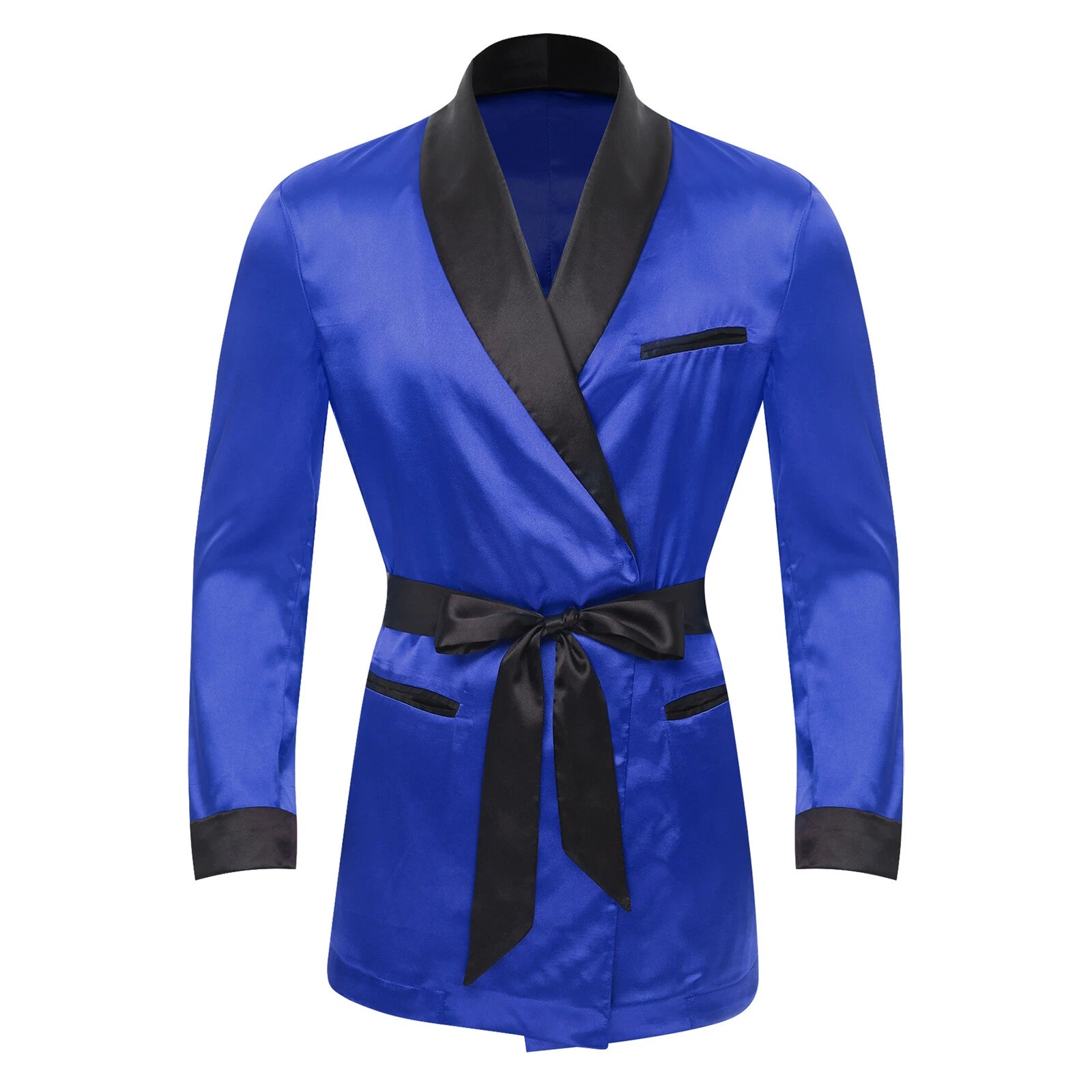 Men's Silk Satin Pajamas Set Short Sleeves Top and Bottom Boxer Shorts Shirt Set
