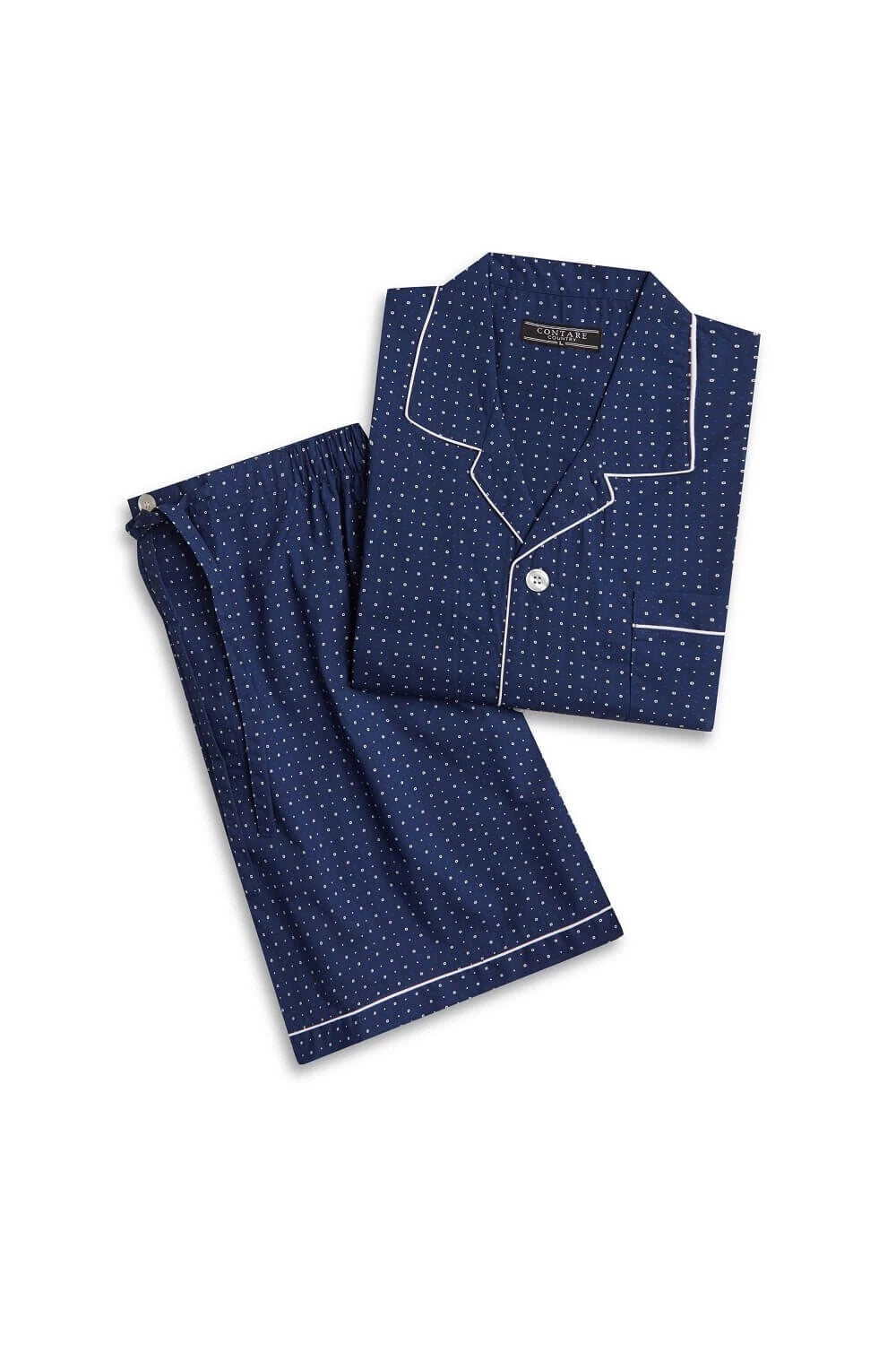 Mens Contare Sizes S-4XL Navy Blue Cotton Short Sleeve Pyjama Set Pjs - SPN