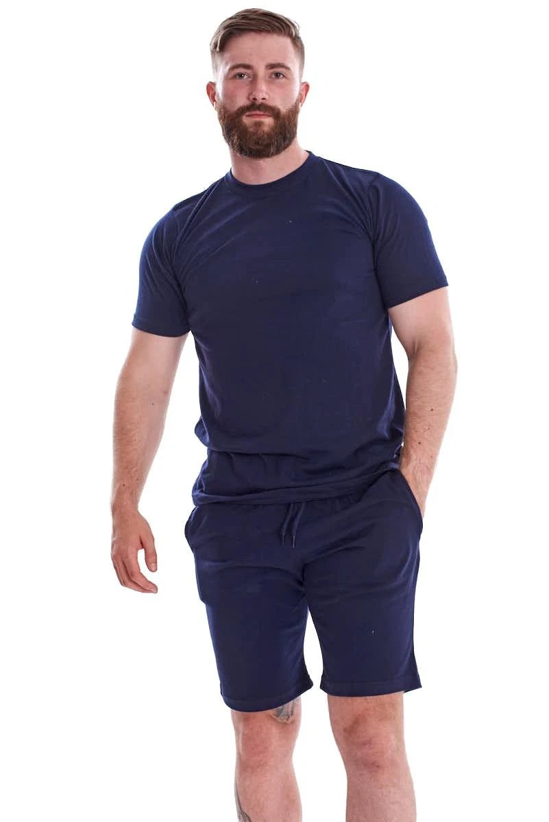 Mens Nightwear Set T Shirt and Shorts Two Piece Pyjamas Summer Sleep Lounge Wear