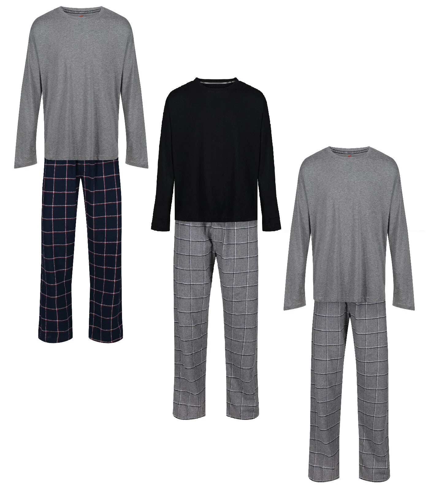 MENS PYJAMAS HANES KNIT TOP FLANNEL PANT PJ SETS S-XXL LOUNGE SLEEP NIGHT WEAR