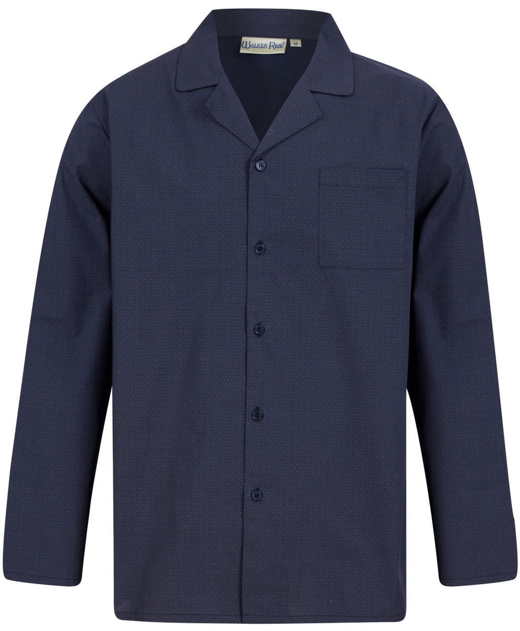 Walker Reid Mens Navy Geometric Leaf Pyjamas Traditional Long Sleeve Button PJs