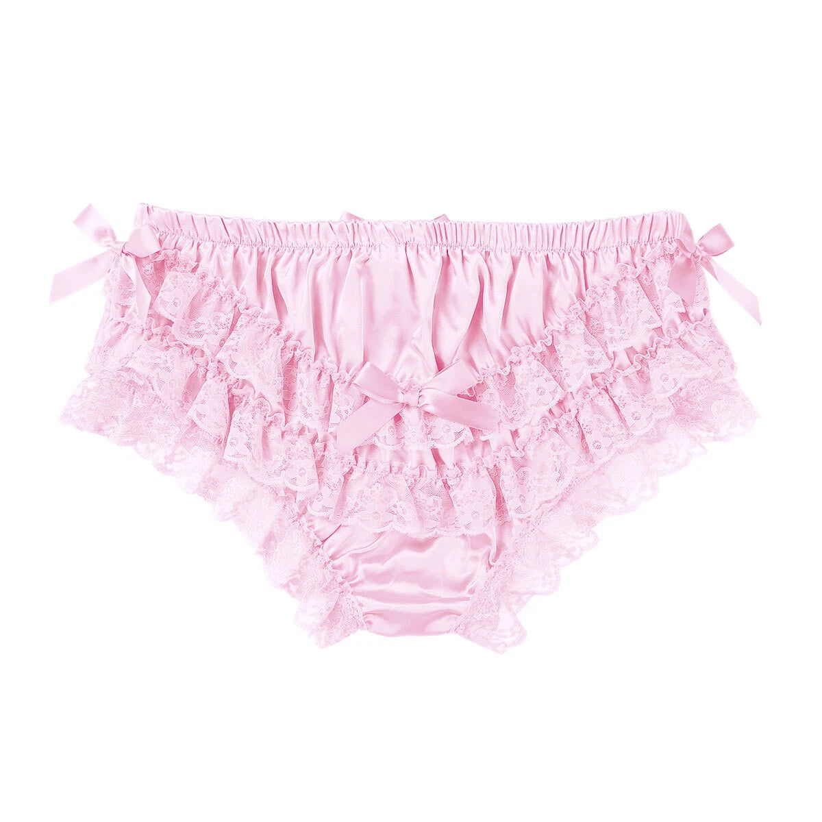Men Ruffled Lingerie Set Cami Straps Bandeau Bra Thong 2Pcs Crossdresser Pajamas
