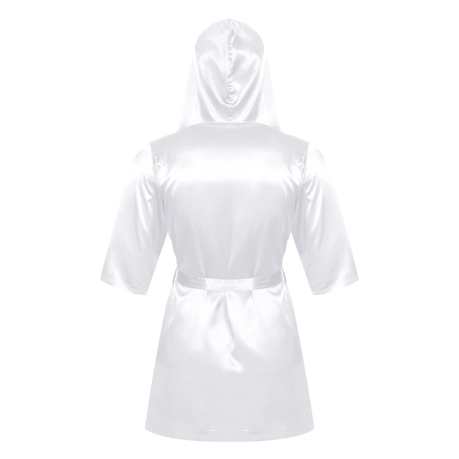 Men's Hooded Robe Set Silk Satin Night Gown Bathrobe Pajama Hot Pants Underwear