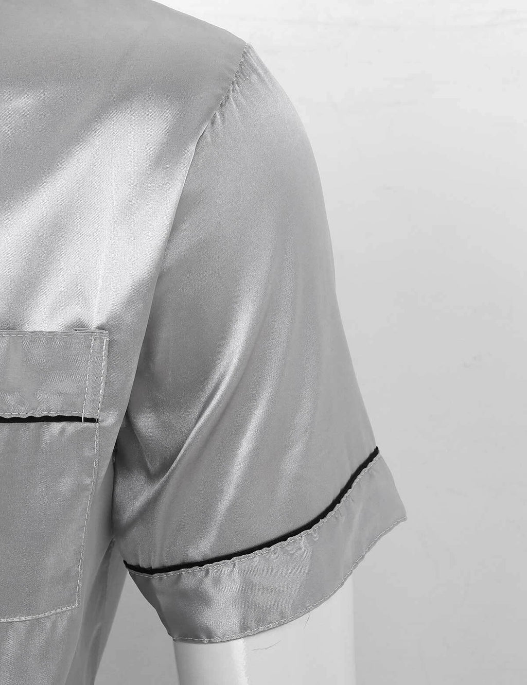 Men Silk Satin Pajamas Set Shirt Top Shorts Pants Long Robe Sleepwear Nightwear