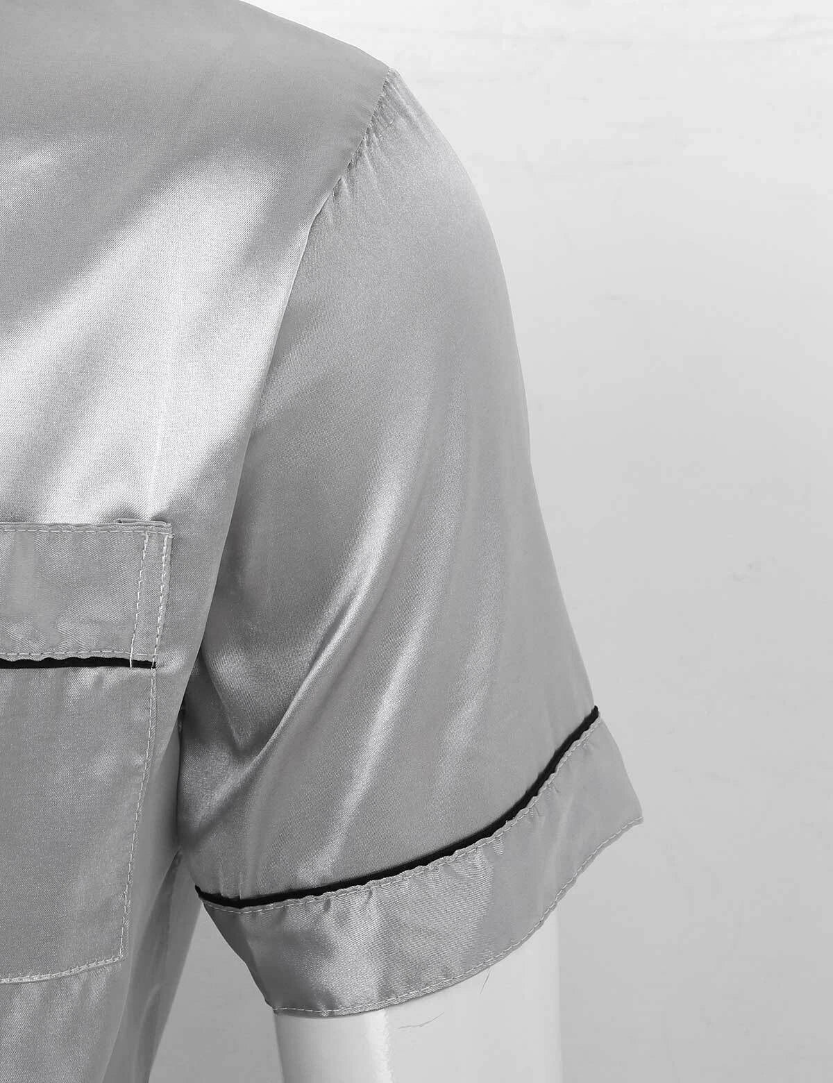 Men Silk Satin Pajamas Set Shirt Top Shorts Pants Long Robe Sleepwear Nightwear