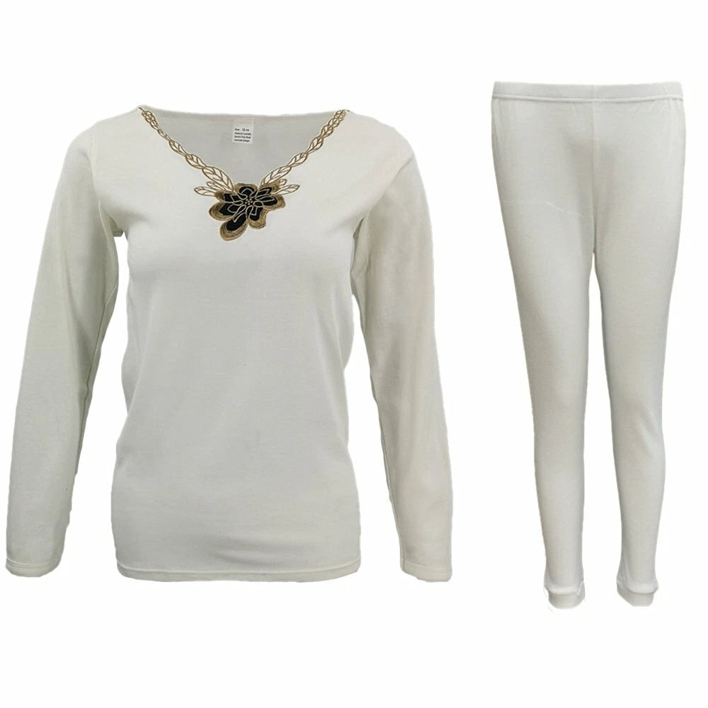 Mens Womens 2PCS SET Merino Wool Top Pants Thermal Leggings Long Johns Underwear