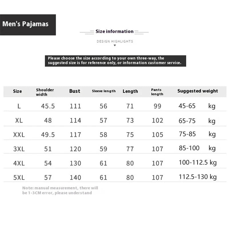 Men's Pajamas Spring Fall Winter Home Wear Sleepwear 2 Piece Set Loungewear