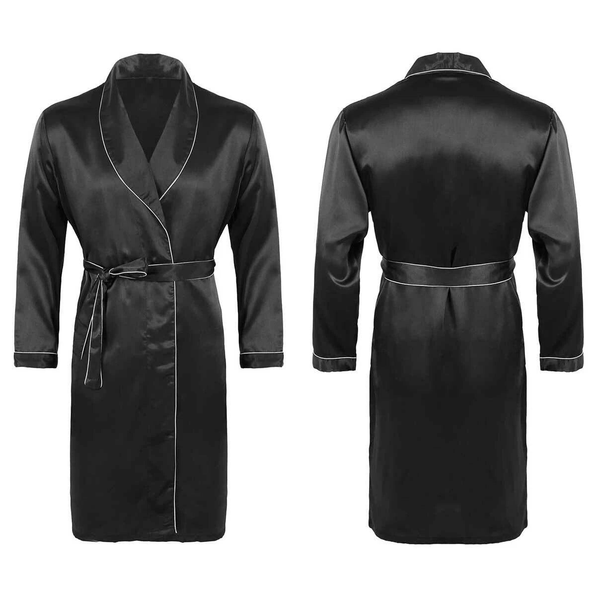 Men's Pajamas Set Soft Satin Homewear Ice Silk Bathrobes Sleepwear Nightwear