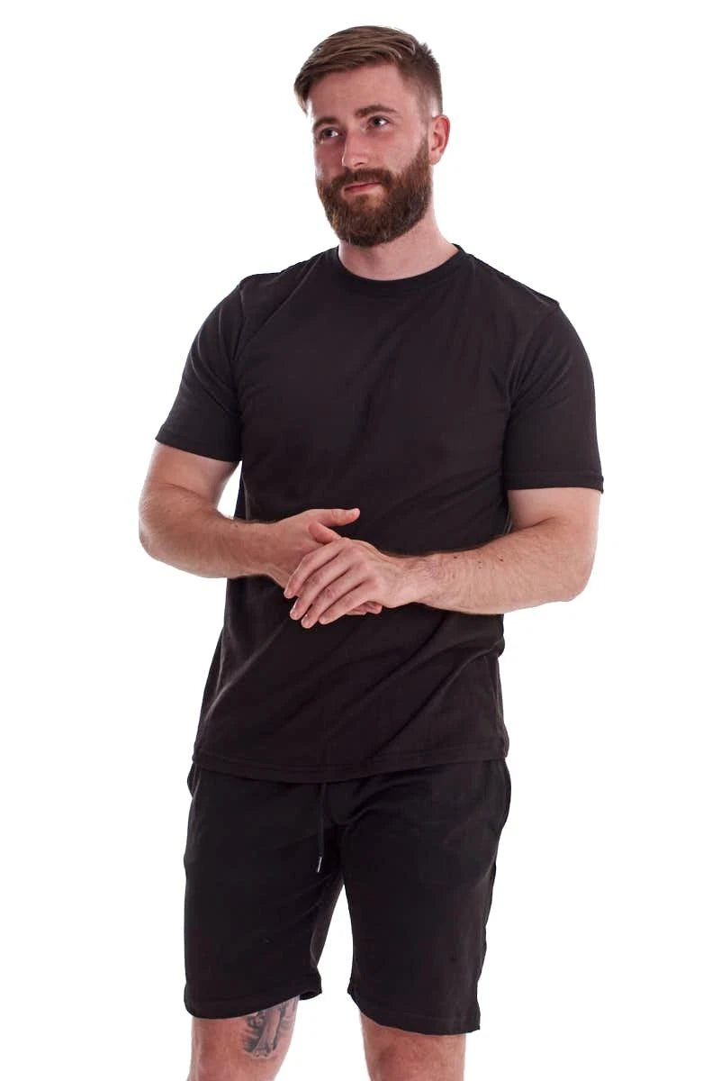 Mens Nightwear Set T Shirt and Shorts Two Piece Pyjamas Summer Sleep Lounge Wear