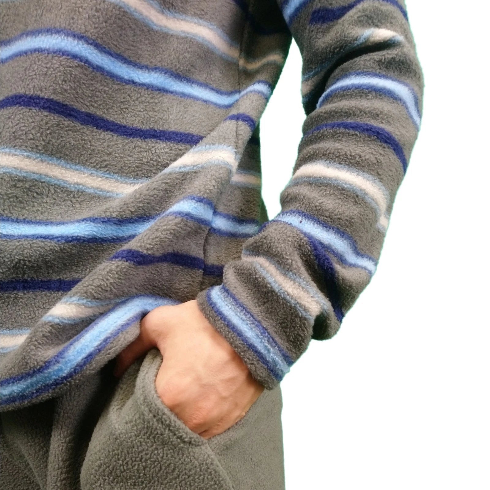 Mens Fleece Warm Soft Pyjamas Striped PJ Set Nightwear Nightsuit Pyjama S-4XL