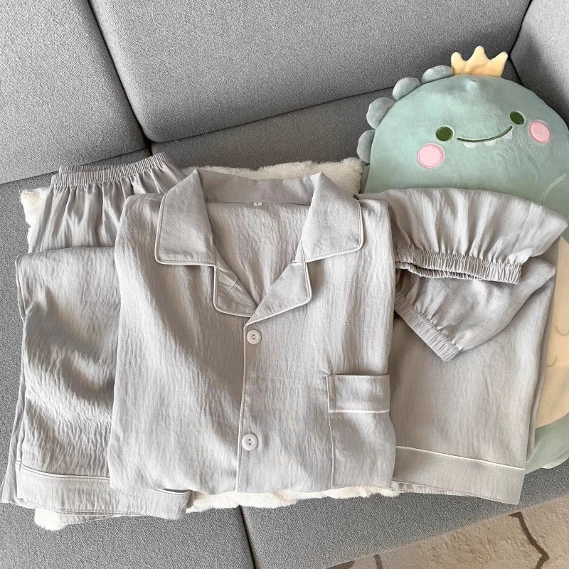 Men's Cloud Cotton Pajama Set - Short Sleeve + Long/Short Pants (L-3XL)