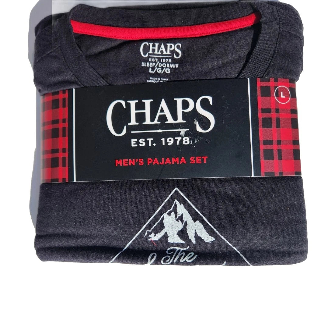 NEW MEN'S CHAPS PAJAMA SET RED BLACK BLUE GRAY DRAWSTRING 2 POCKETS