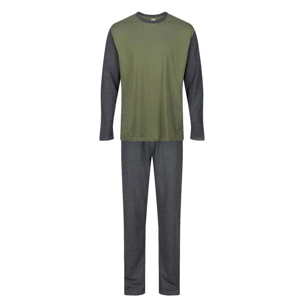 MENS PYJAMAS LONG SLEEVE TOP TROUSERS PJ SET NIGHT LOUNGE WEAR WITH POCKETS BNWT