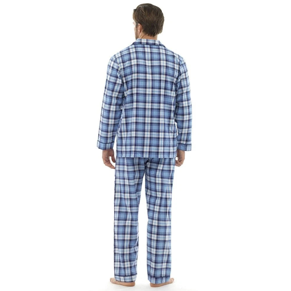 Mens BRUSHED Cotton PYJAMAS Set Winter Warm Traditional 100% Cotton FLANNEL PJs